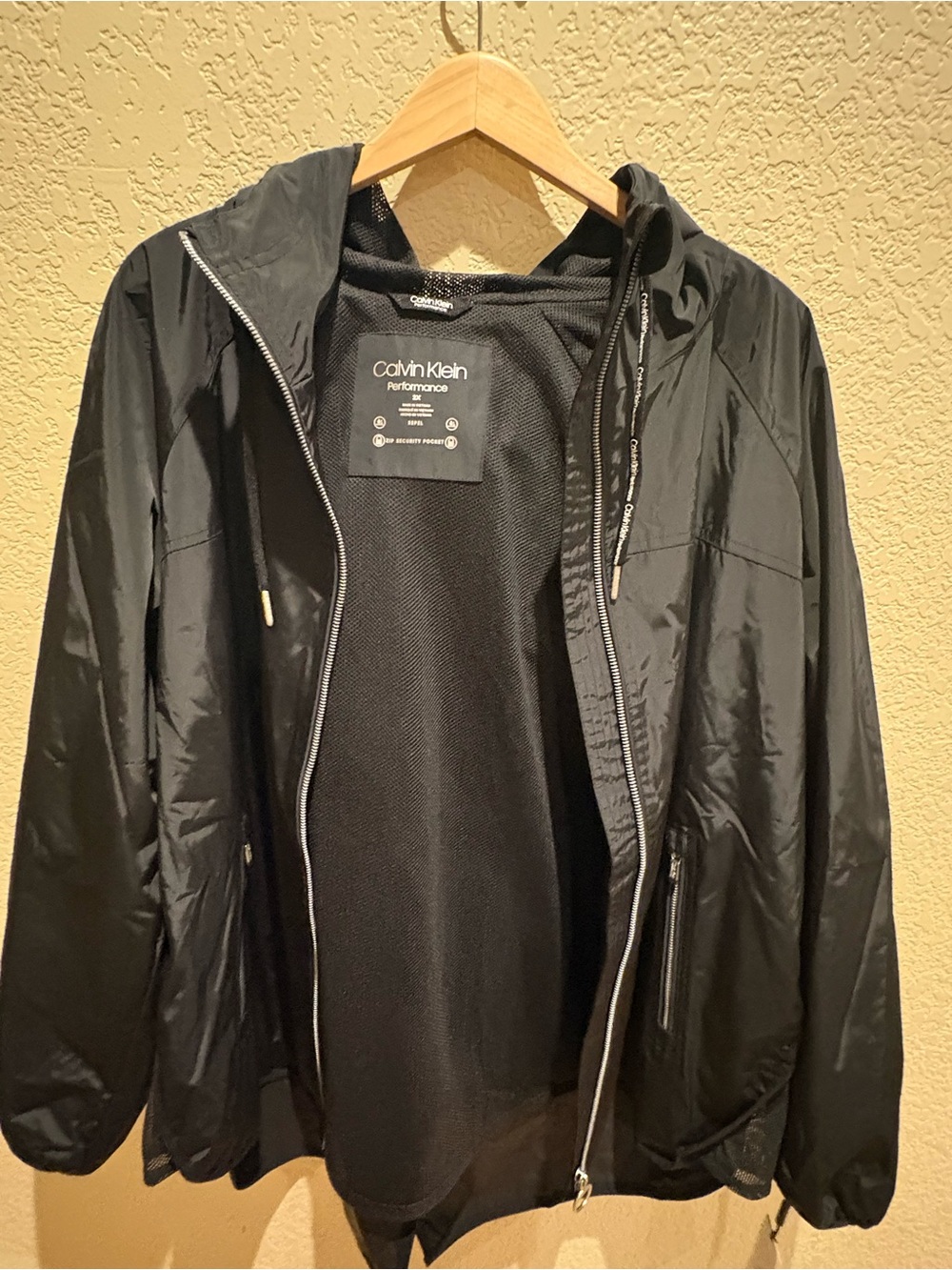 Calvin Klein Performance Black Hooded Windbreaker Jacket